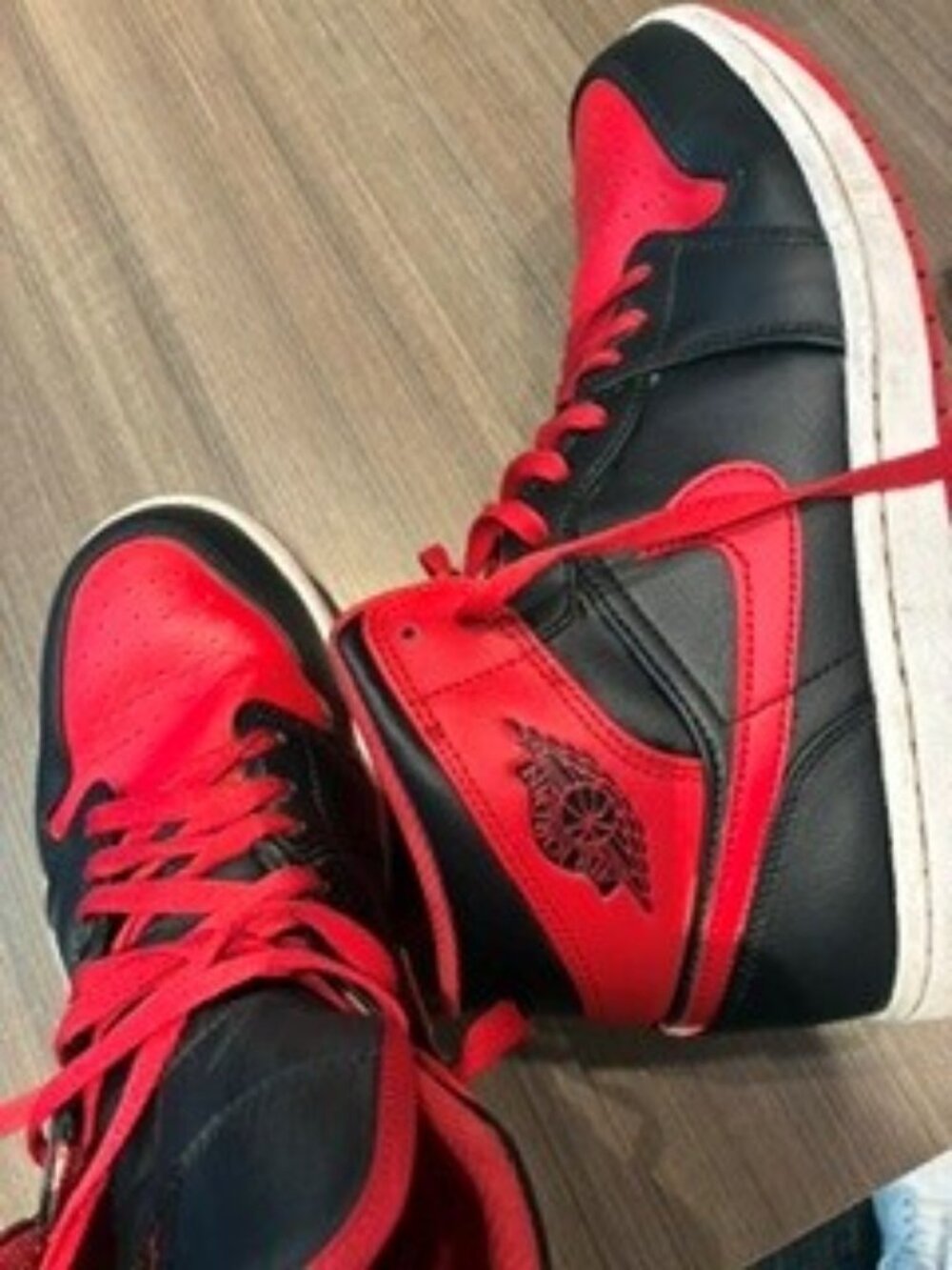 Air Jordan 1s Mid red and black